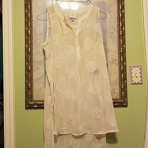 Cream Sheer Medallion Tunic Top